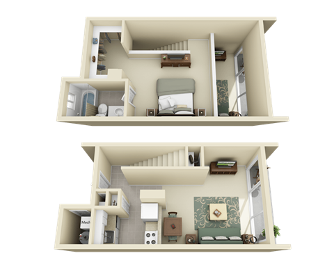 Floor plan for 1 bed, 1 bath, 712 sqft